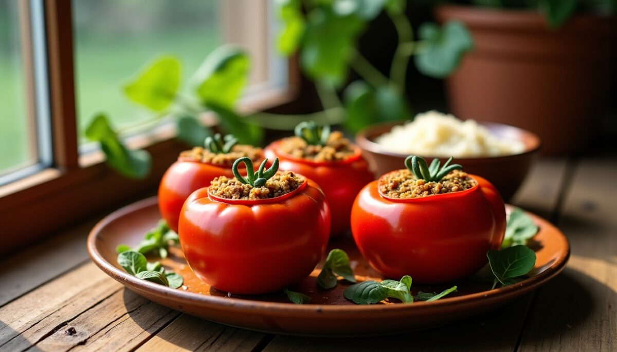 Tomates Farcies au Four et Riz Parfumé : Une Recette Simple et Gourmande