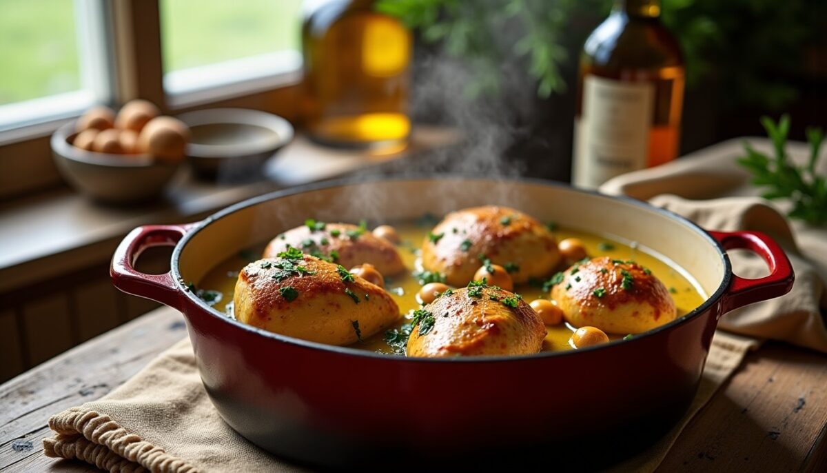 Recette traditionnelle et simple du poulet au vin jaune